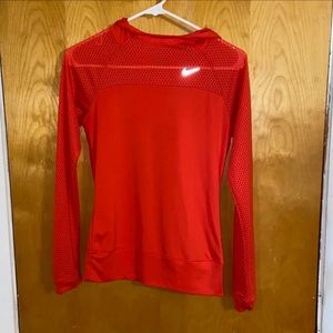 Nike high neck long sleeve shirt with hood